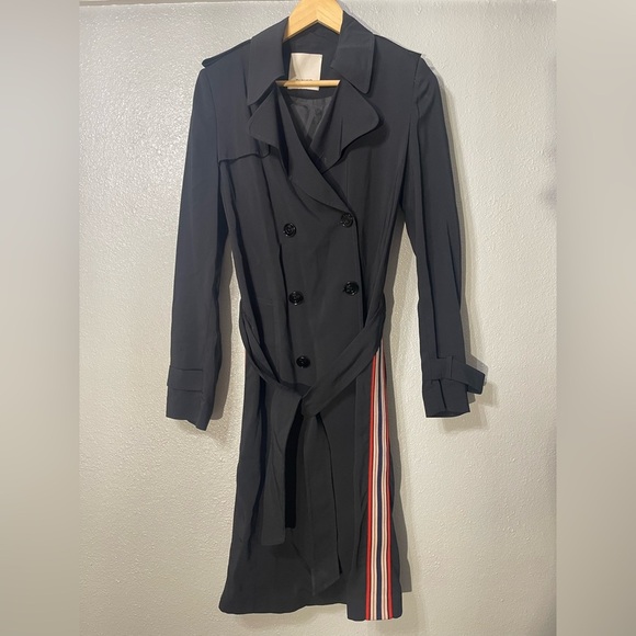 Pinko Black Coat with stripes on the sides - Size 6 - Picture 2 of 7
